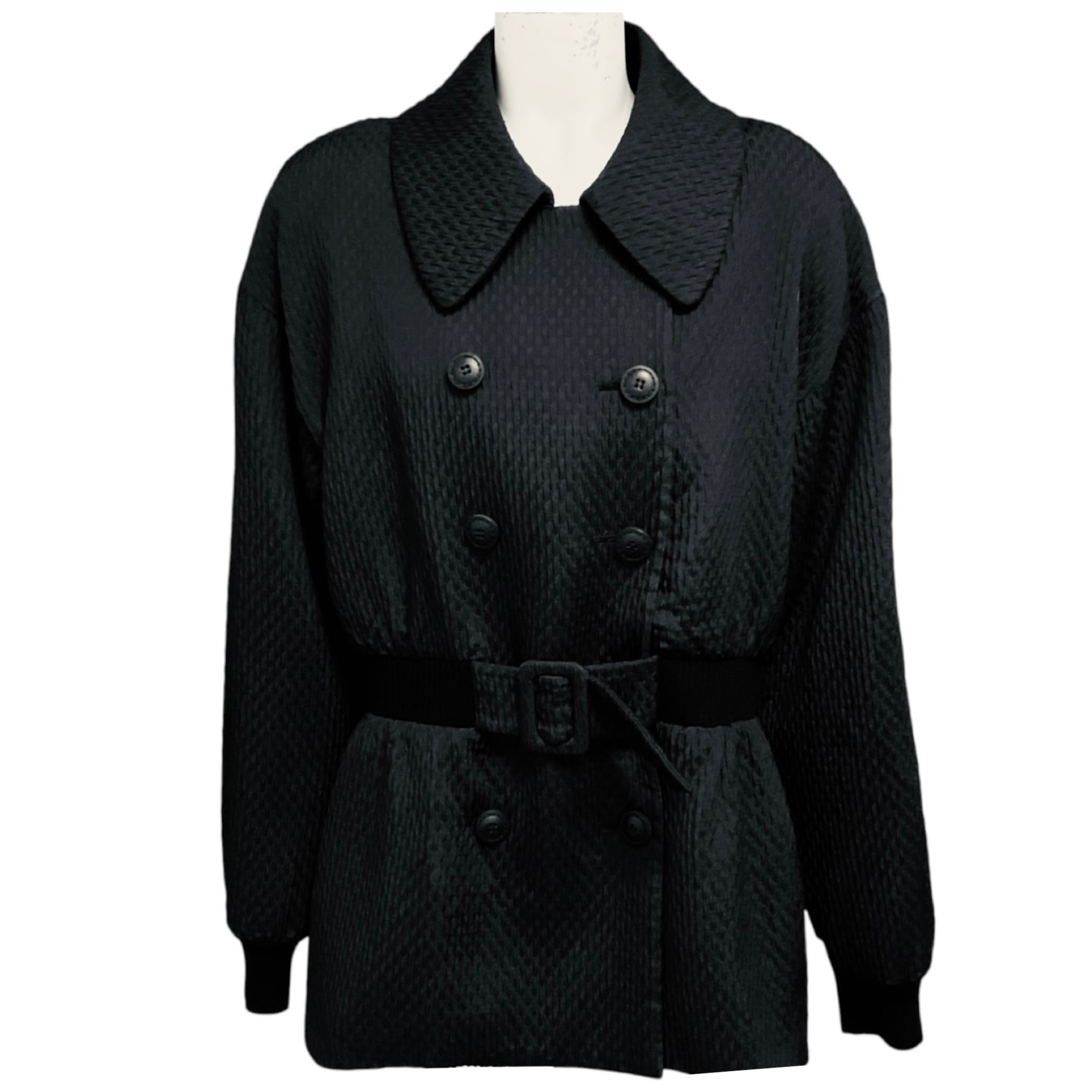Charles Chang-Lima Black Textured Jacquard Jacket with Knit Trim