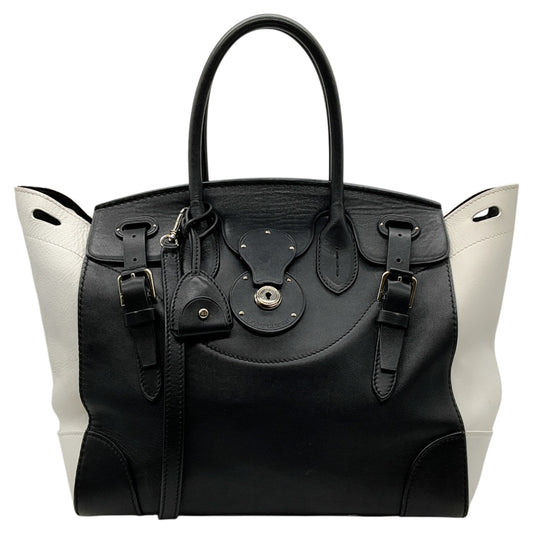 Ralph Lauren Black / White Calfskin Leather Soft Ricky 33 Bag