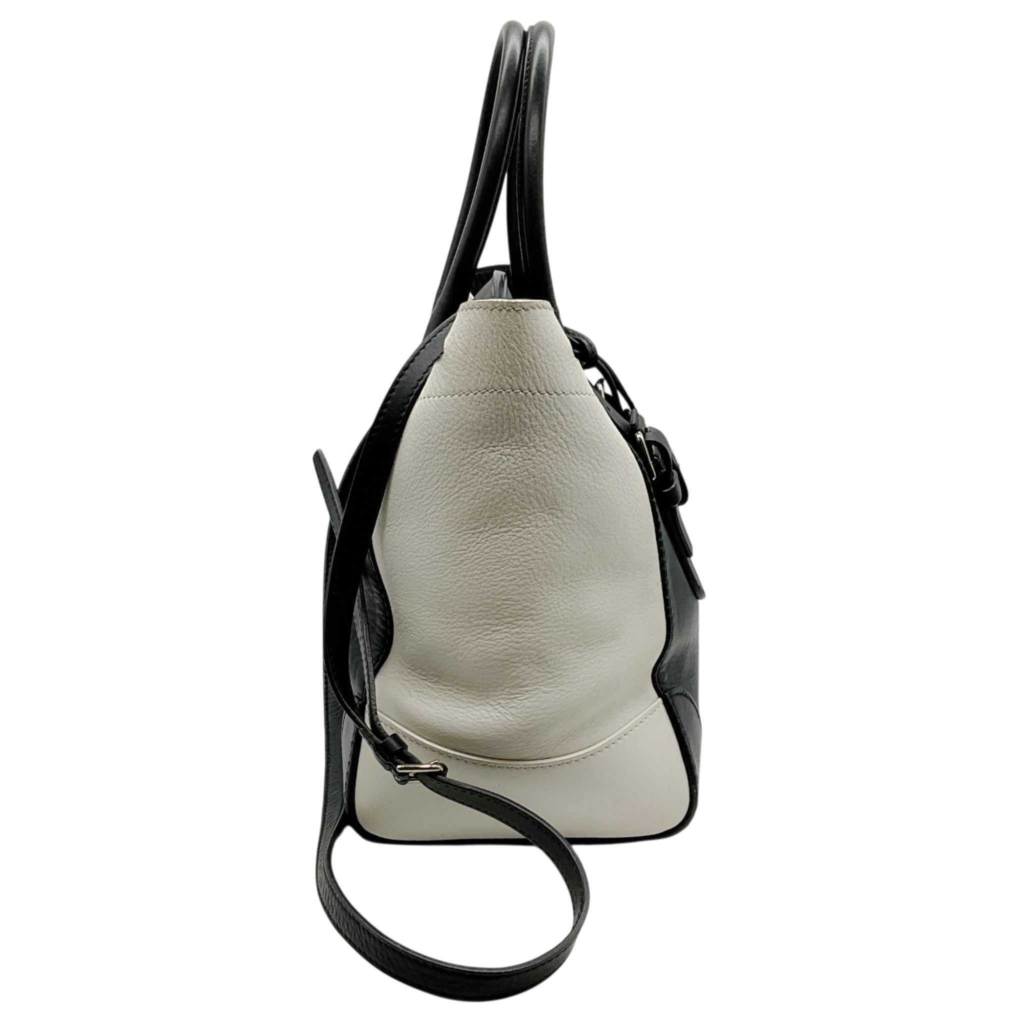 Ralph Lauren Black / White Calfskin Leather Soft Ricky 33 Bag