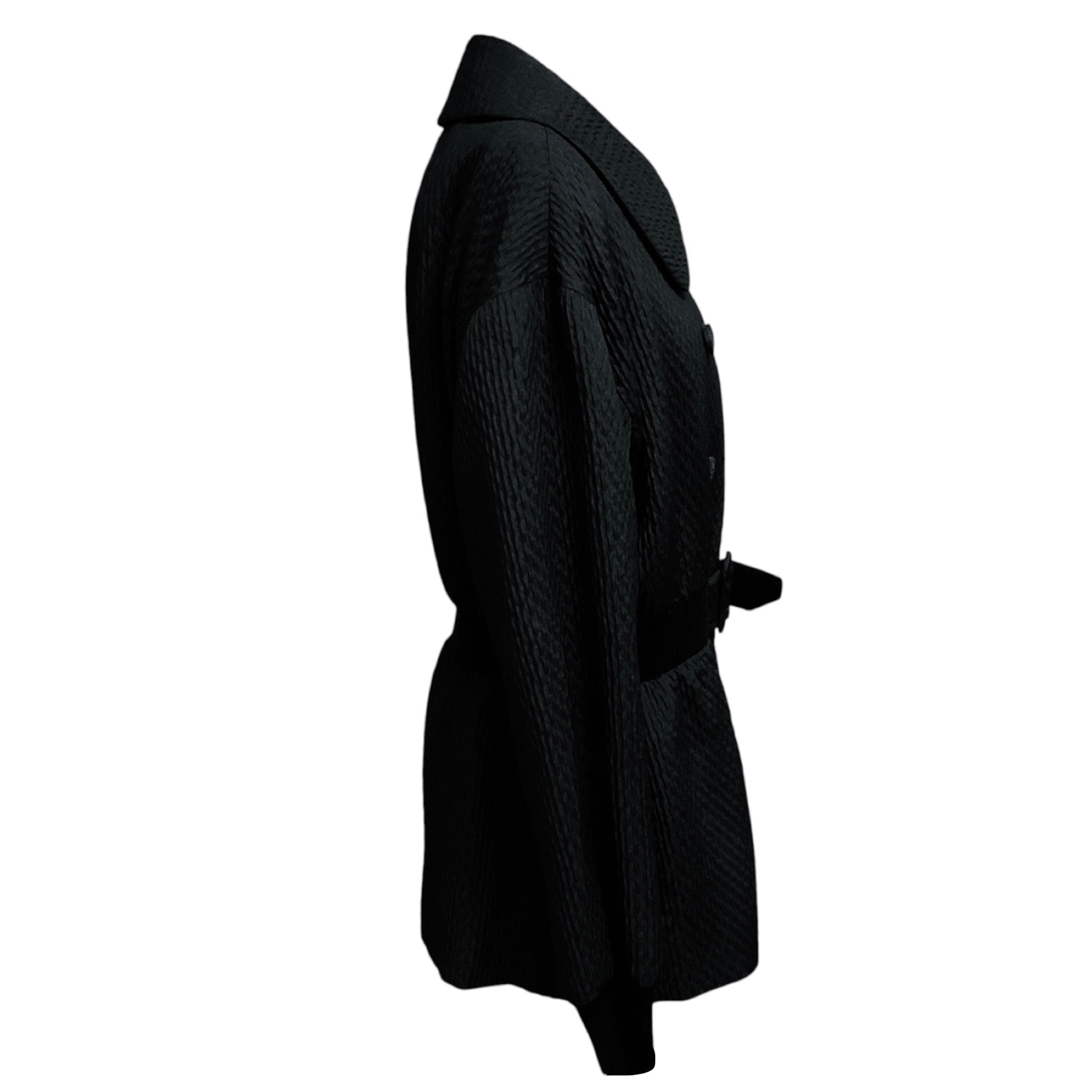 Charles Chang-Lima Black Textured Jacquard Jacket with Knit Trim