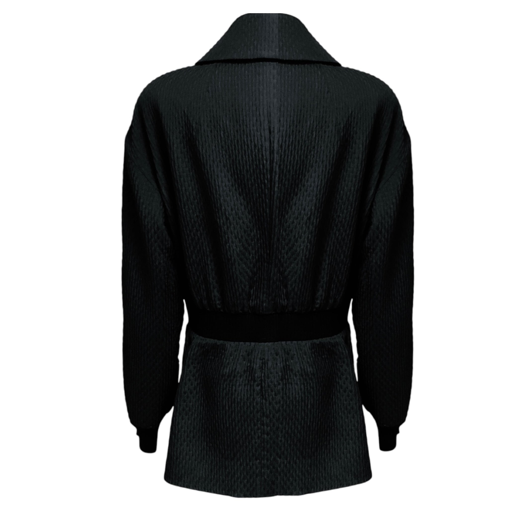 Charles Chang-Lima Black Textured Jacquard Jacket with Knit Trim