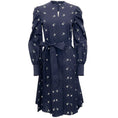 Load image into Gallery viewer, Erdem Navy Blue Enya Dress with White Embroidery
