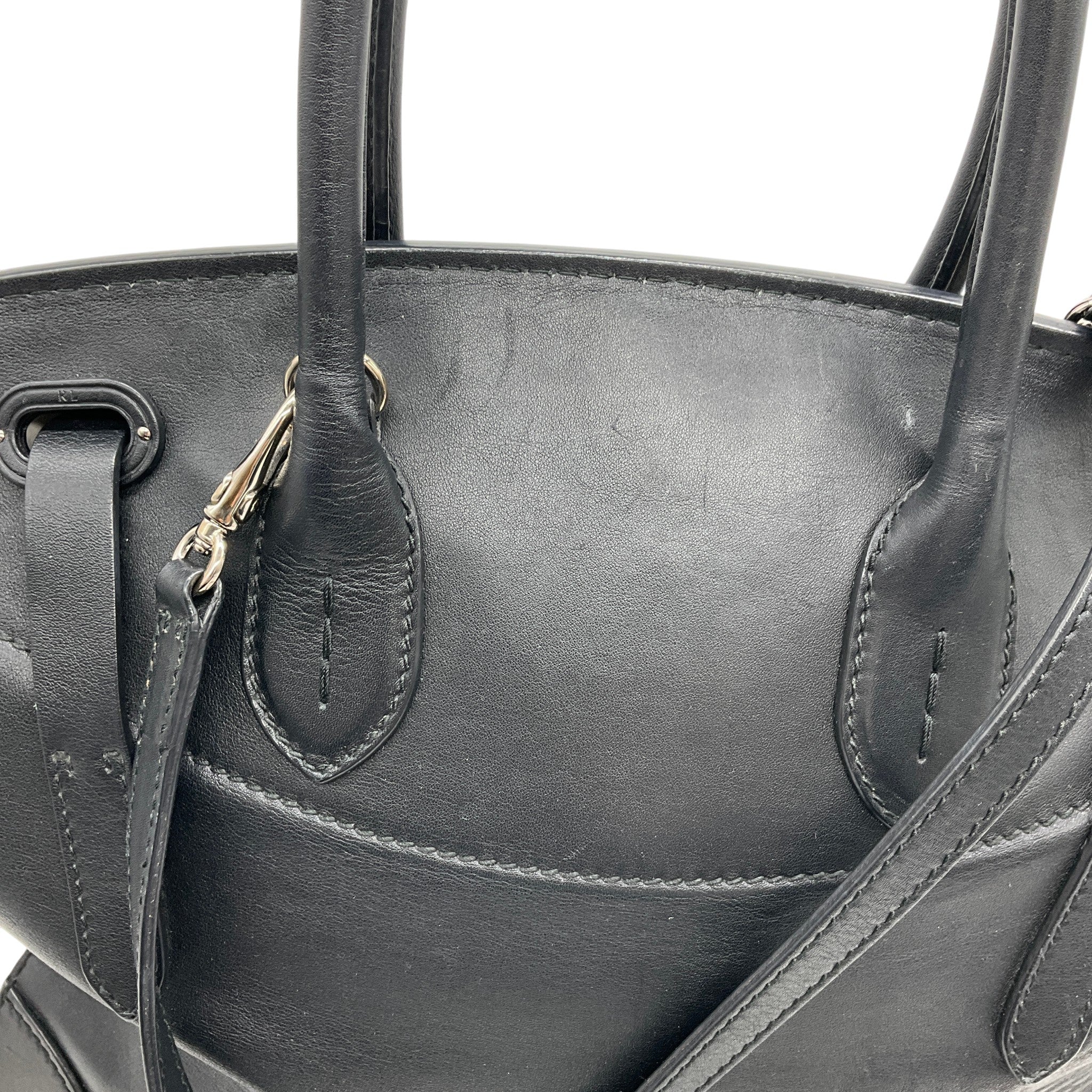Ralph Lauren Black / White Calfskin Leather Soft Ricky 33 Bag