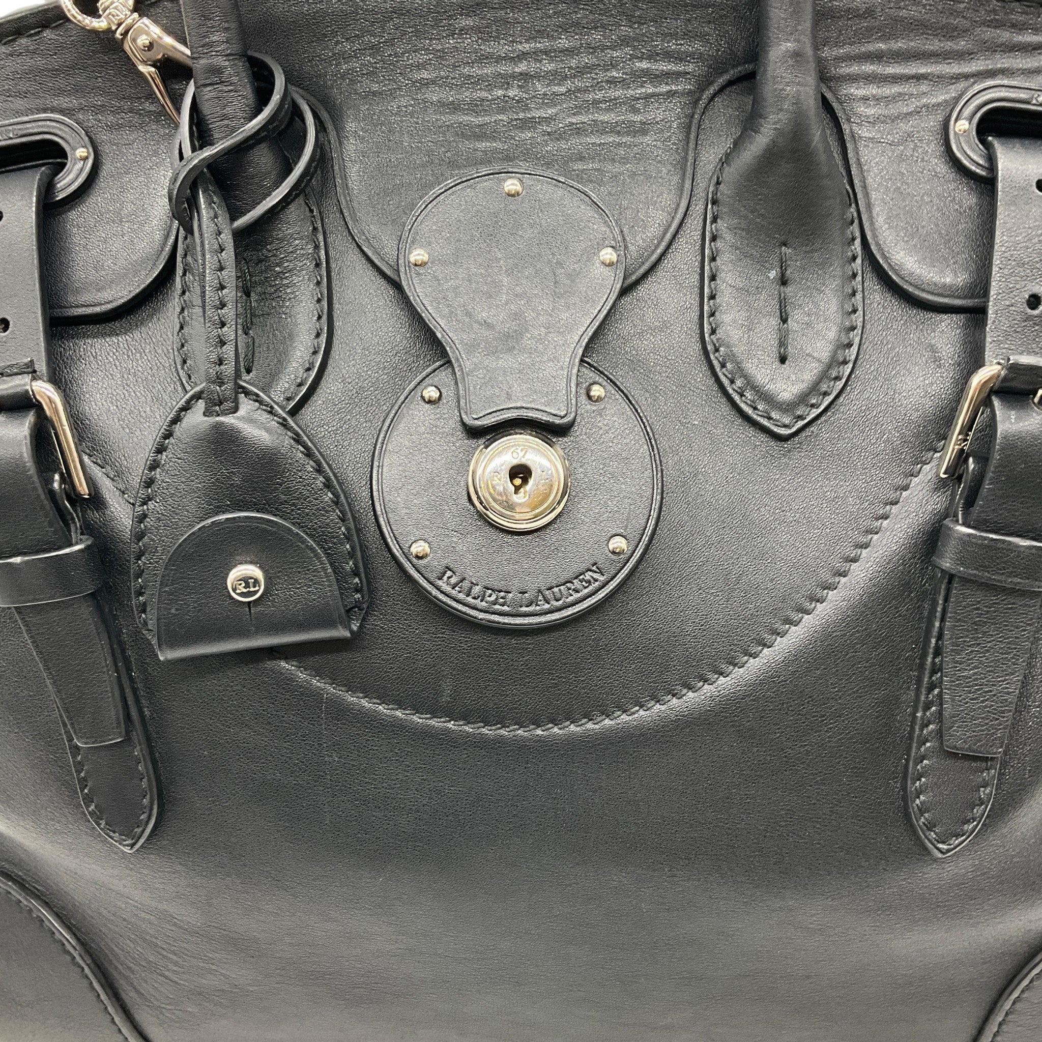 Ralph Lauren Black / White Calfskin Leather Soft Ricky 33 Bag
