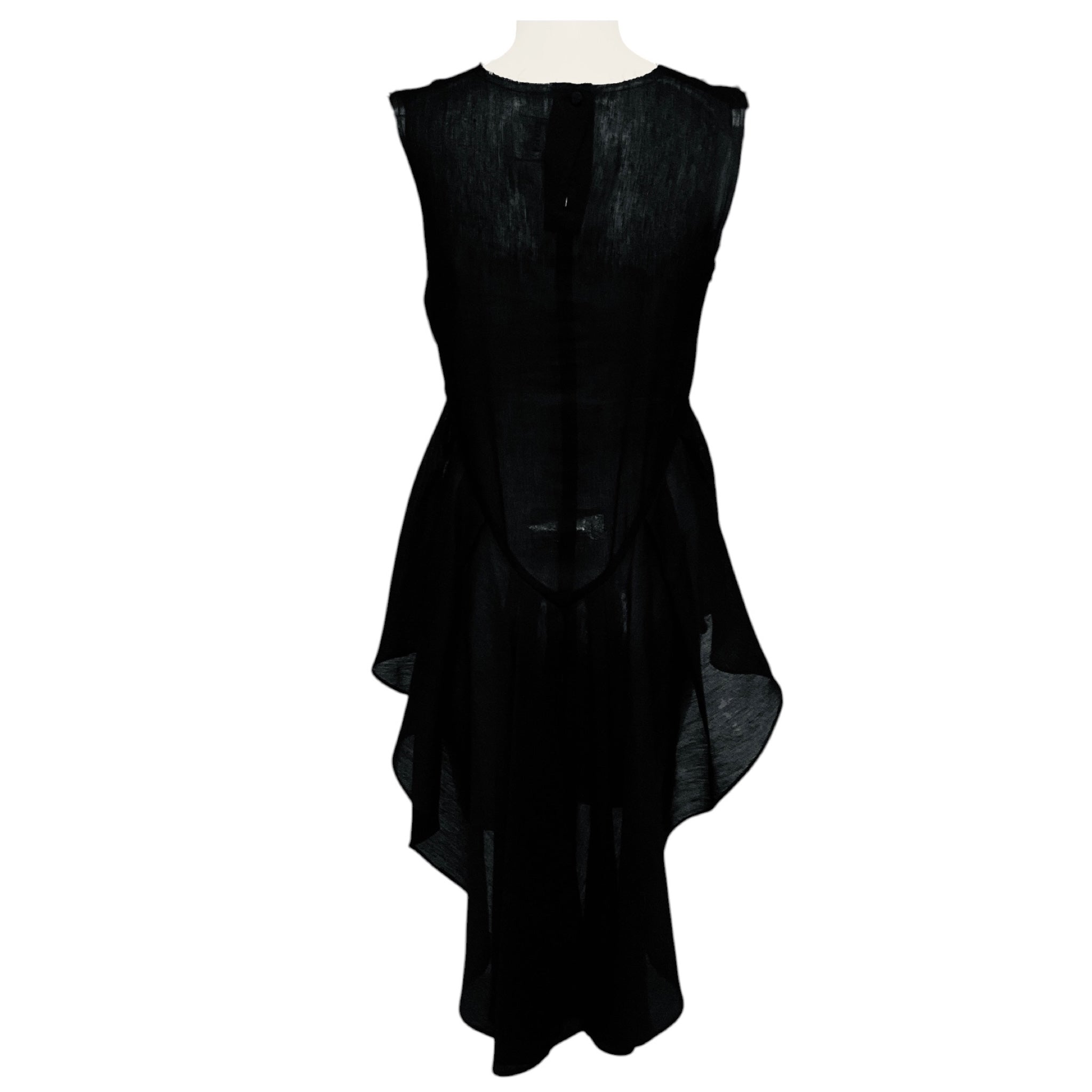 Khaite Black High Low Sleeveless Linen Top