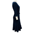 Load image into Gallery viewer, Oscar de la Renta Navy Blue Boucle Tweed Midi Dress with Belt
