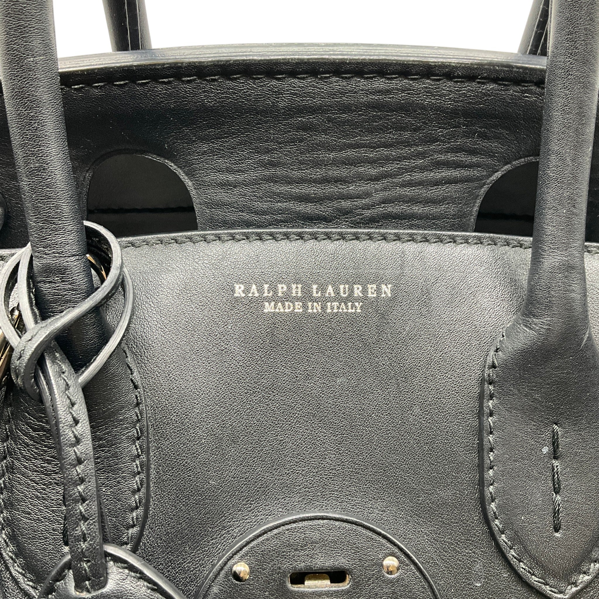 Ralph Lauren Black / White Calfskin Leather Soft Ricky 33 Bag