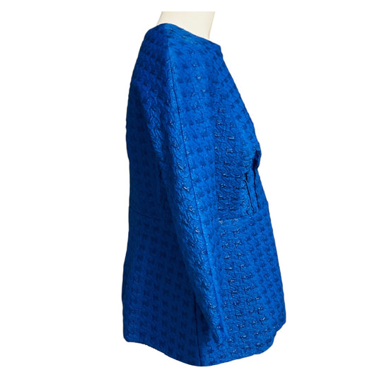 Marni Blue Houndstooth Jacquard Three Quarter Sleeved Top