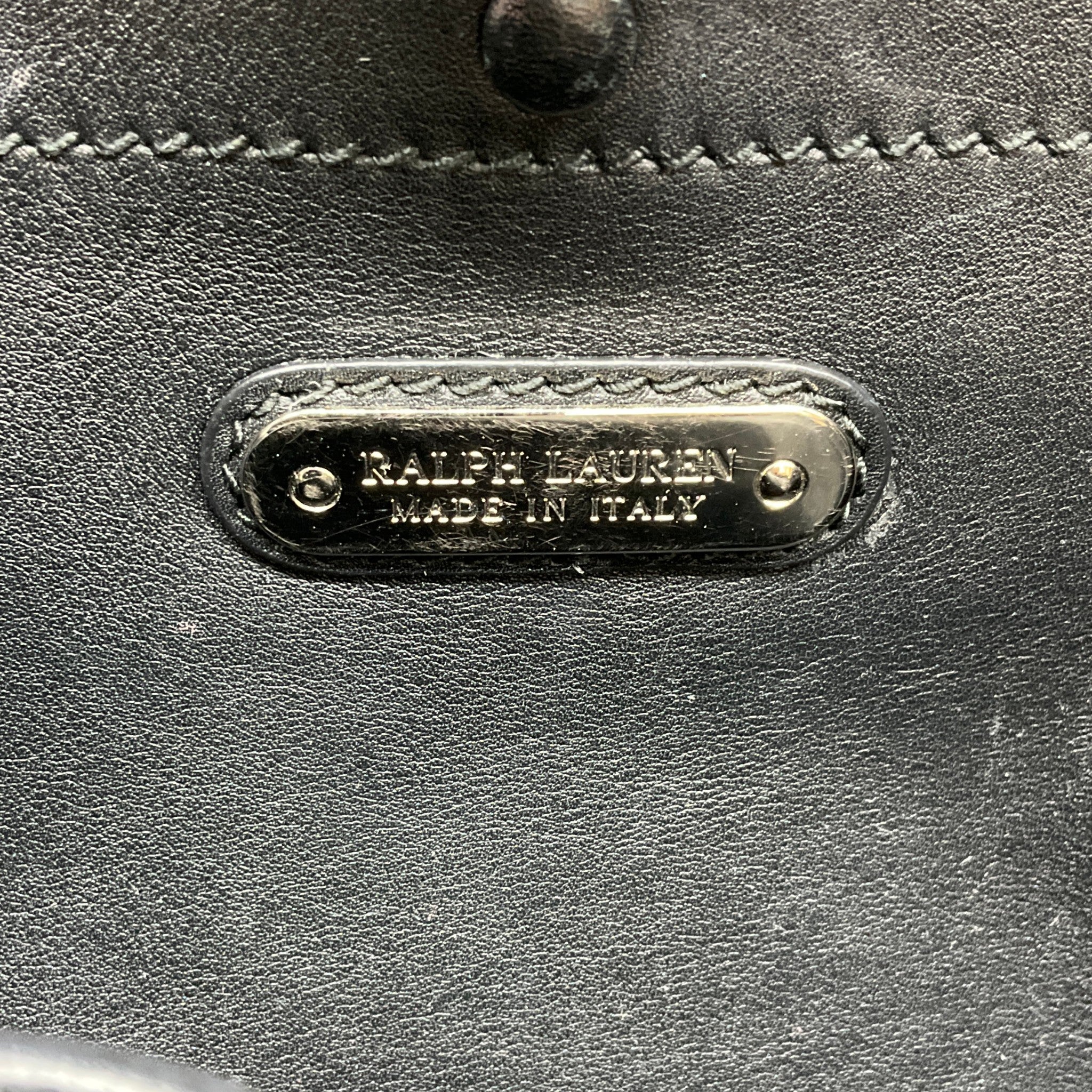 Ralph Lauren Black / White Calfskin Leather Soft Ricky 33 Bag