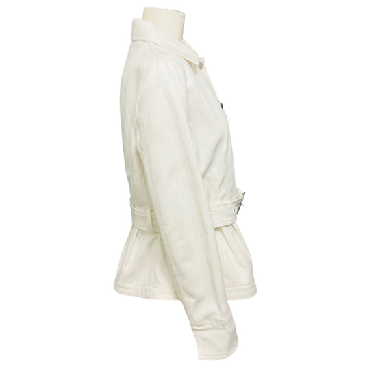 Akris Punto White Cotton Denim Jacket with Belt