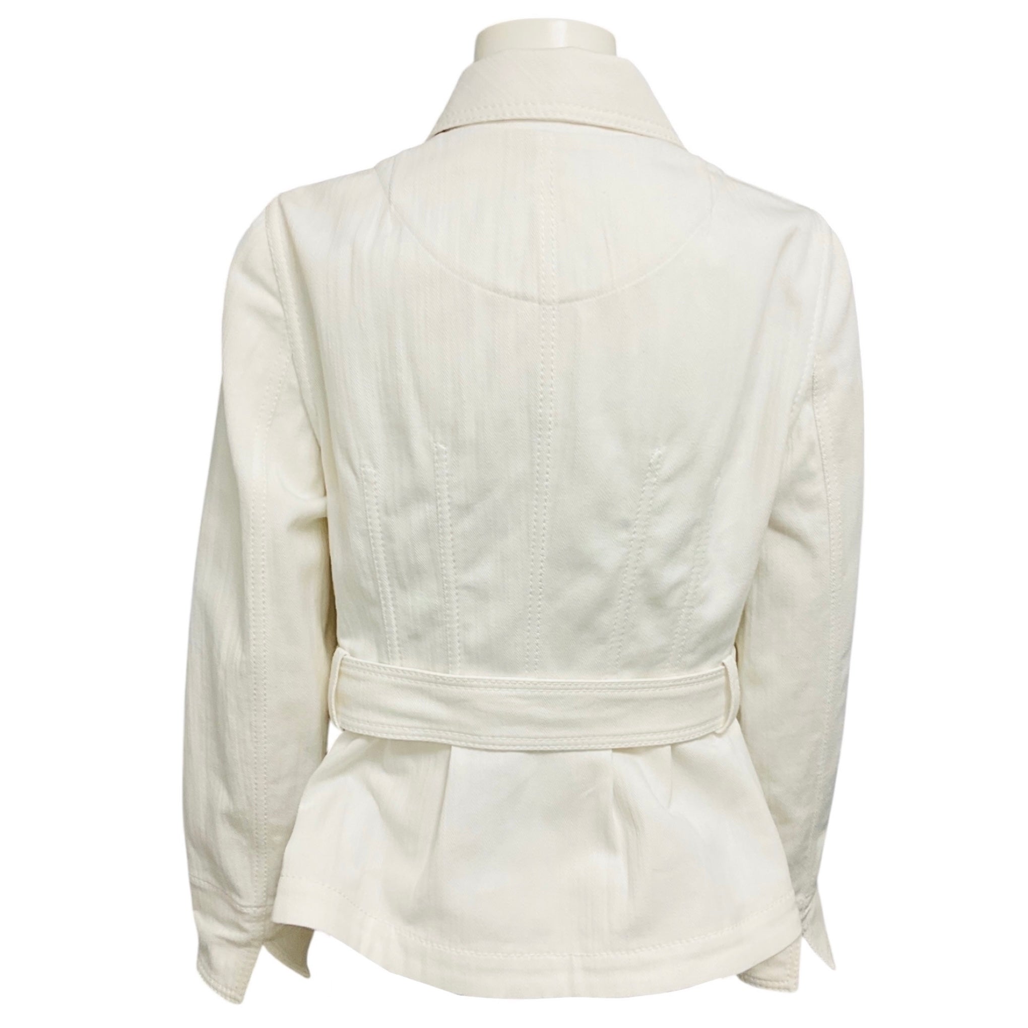Akris Punto White Cotton Denim Jacket with Belt