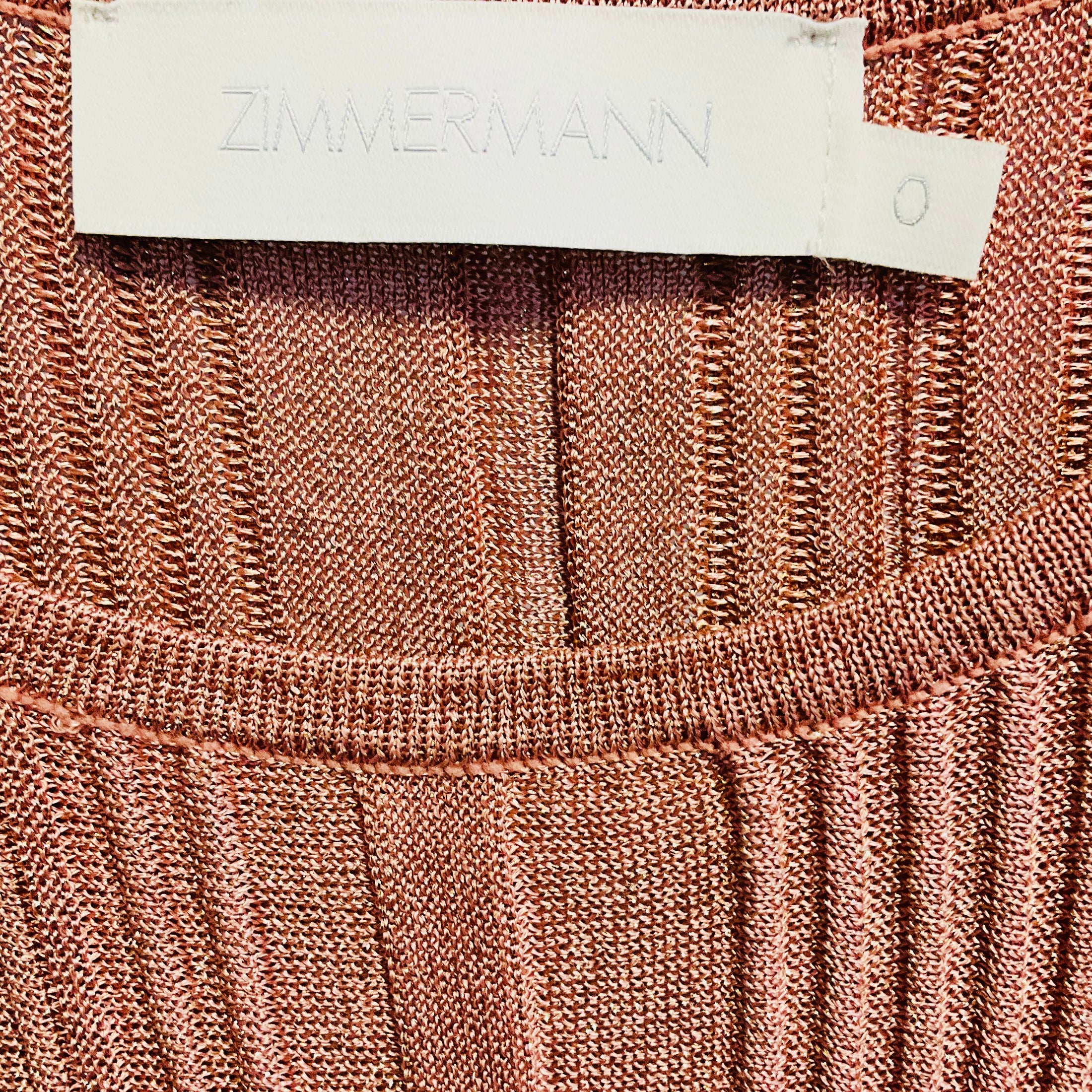 Zimmermann Pink Metallic Knit Lucky Top and Lucky Midi Skirt