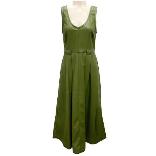 Rachel Comey Olive Green Domi Faux Leather Midi Dress