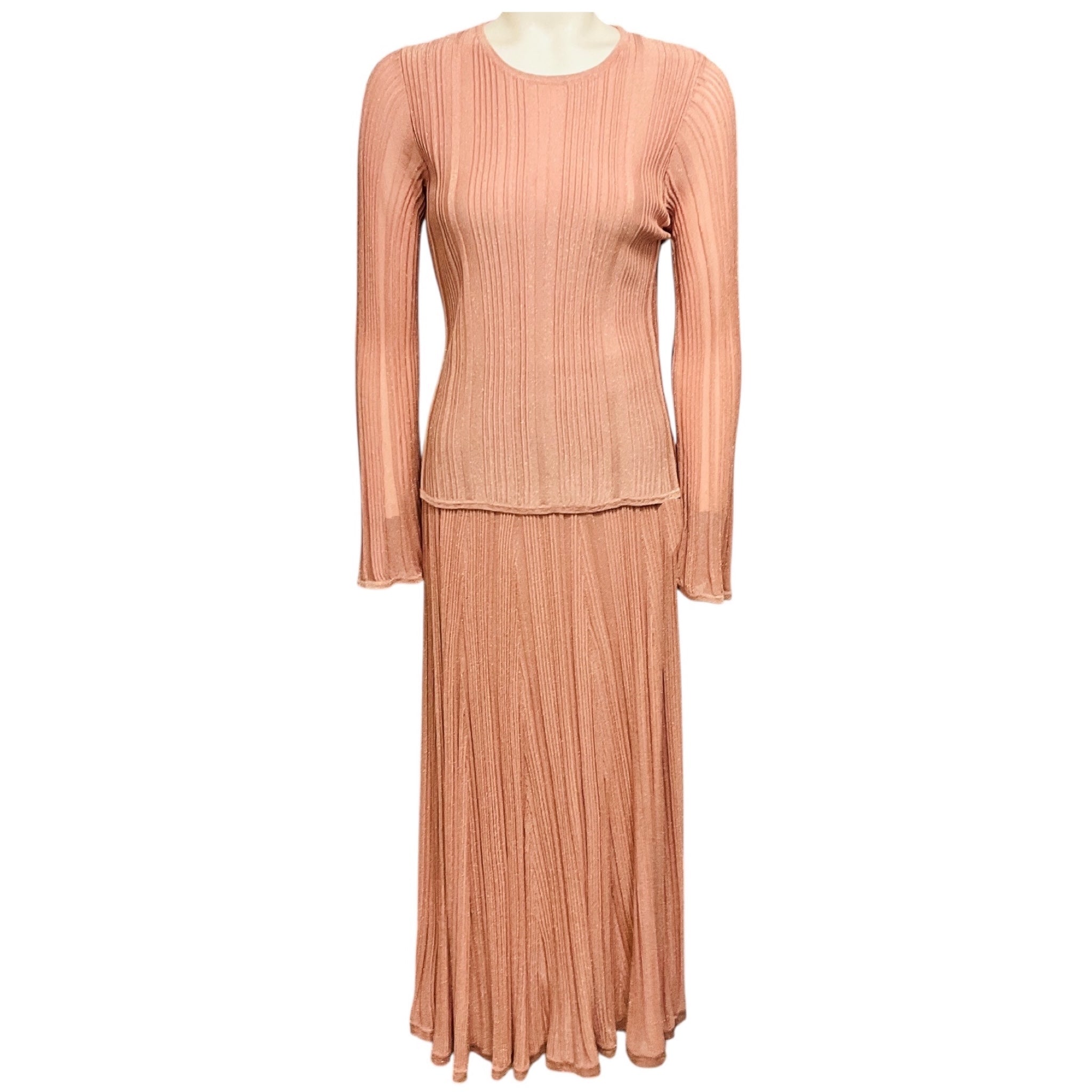 Zimmermann Pink Metallic Knit Lucky Top and Lucky Midi Skirt