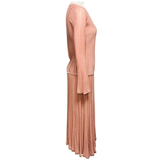 Zimmermann Pink Metallic Knit Lucky Top and Lucky Midi Skirt
