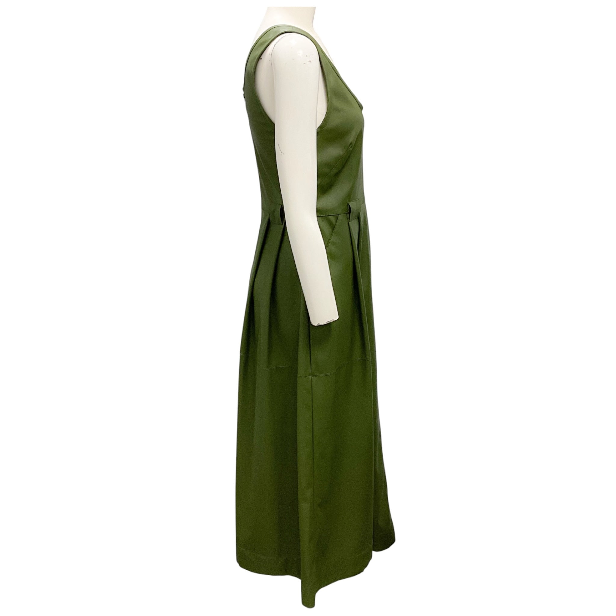 Rachel Comey Olive Green Domi Faux Leather Midi Dress