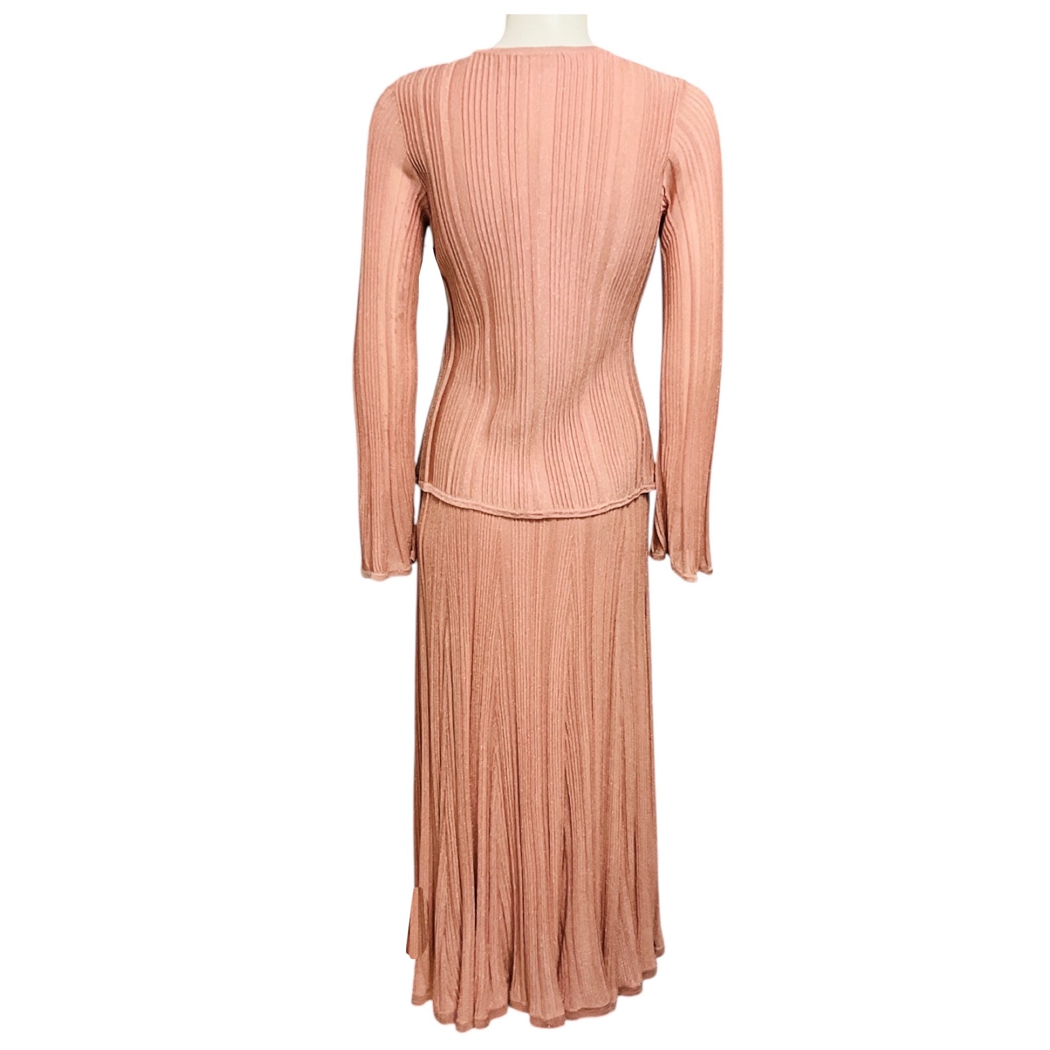 Zimmermann Pink Metallic Knit Lucky Top and Lucky Midi Skirt