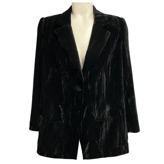 Algo Black One Button Velvet Blazer
