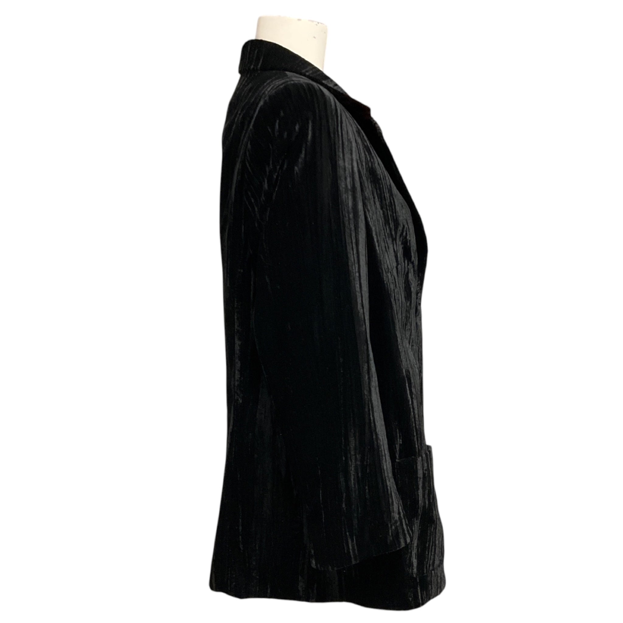 Algo Black One Button Velvet Blazer