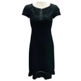 Load image into Gallery viewer, Narciso Rodriguez Black Short Sleeved Pleated Hem Wool Dress
