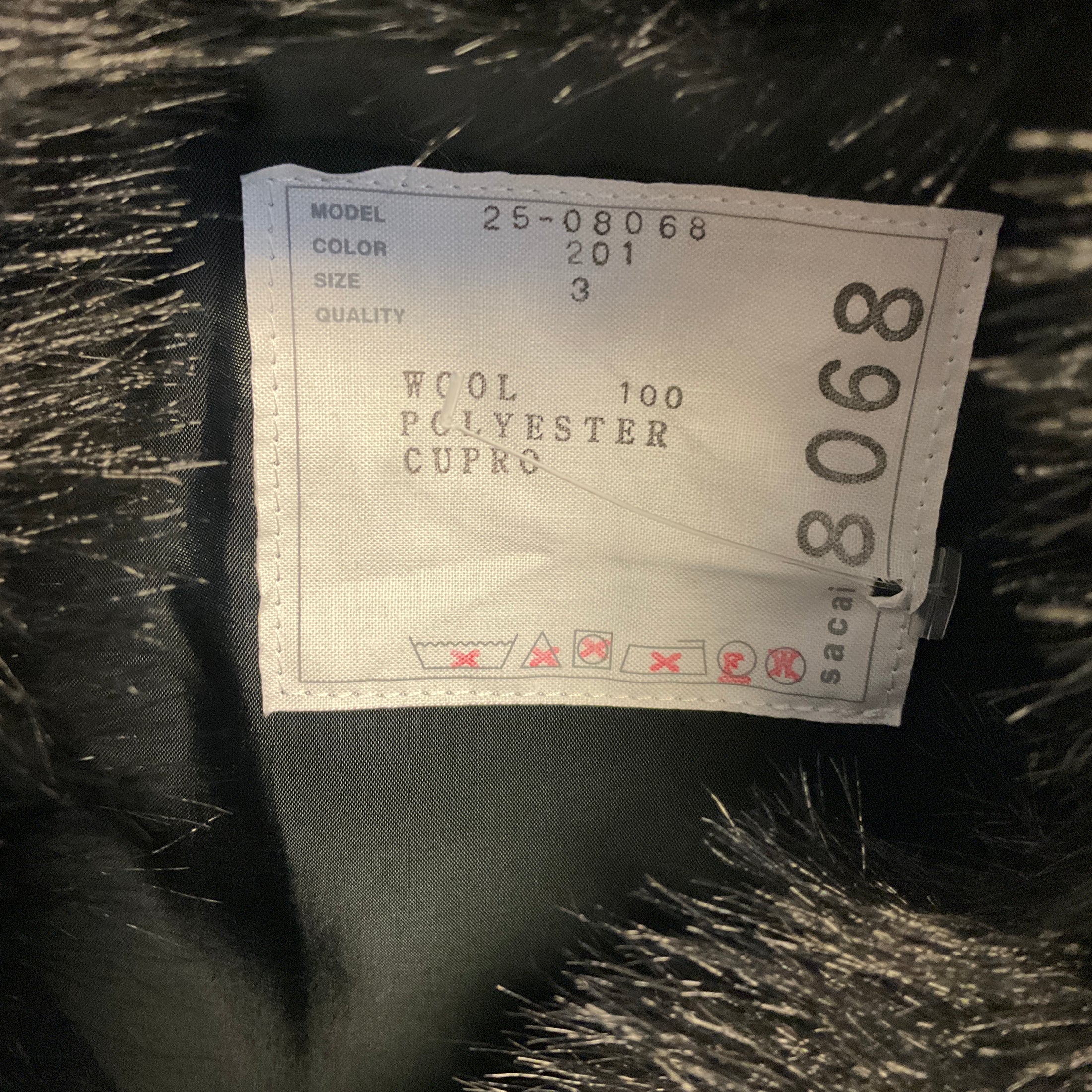 Sacai Navy Blue Wool Melton Blouson Jacket with Black Faux Fur Trim