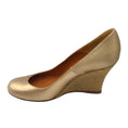 Load image into Gallery viewer, Lanvin Gold Metallic Leather Espadrille Wedges
