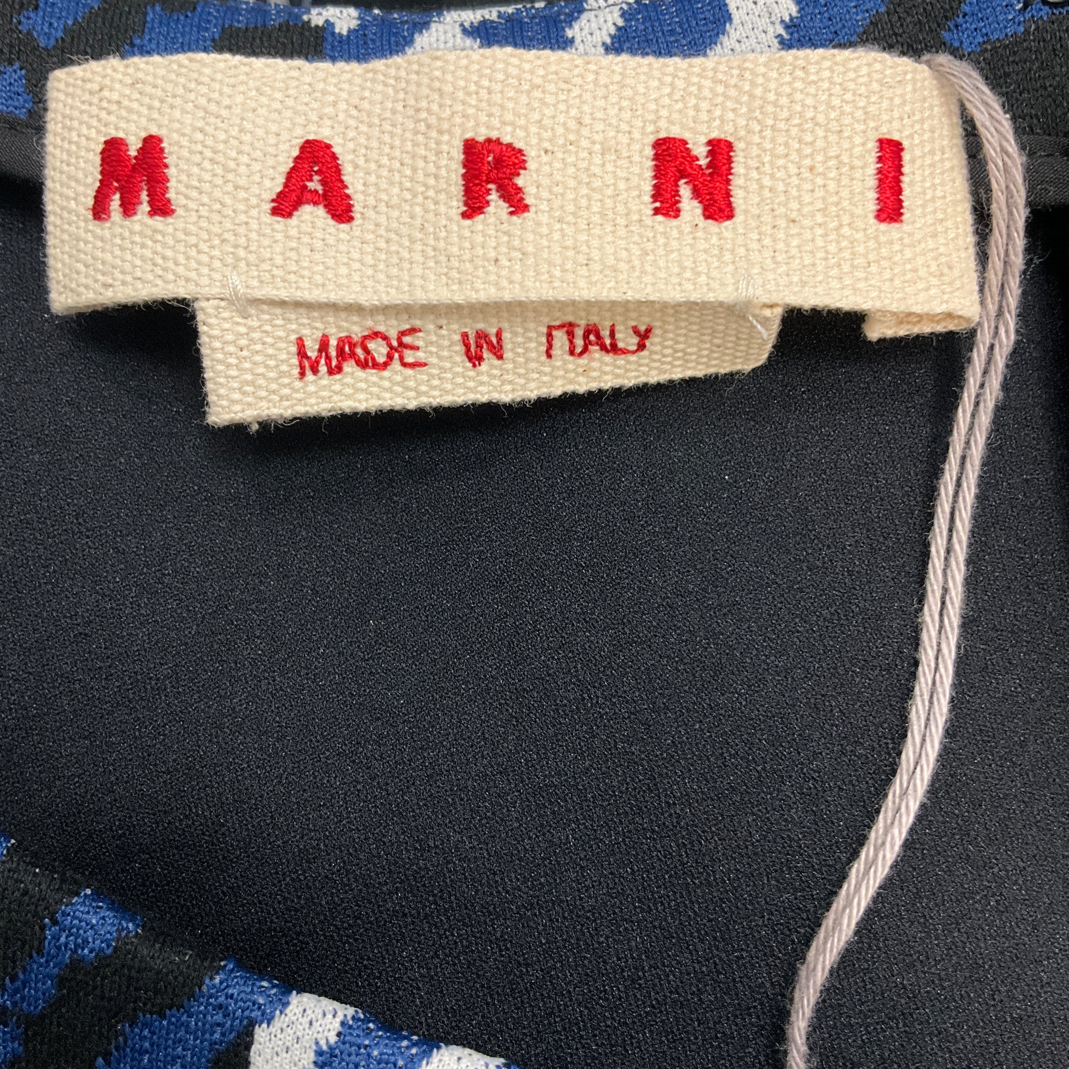Marni Black / White / Blue Plaid Knee Length Dress
