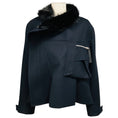Load image into Gallery viewer, Sacai Navy Blue Wool Melton Blouson Jacket with Black Faux Fur Trim

