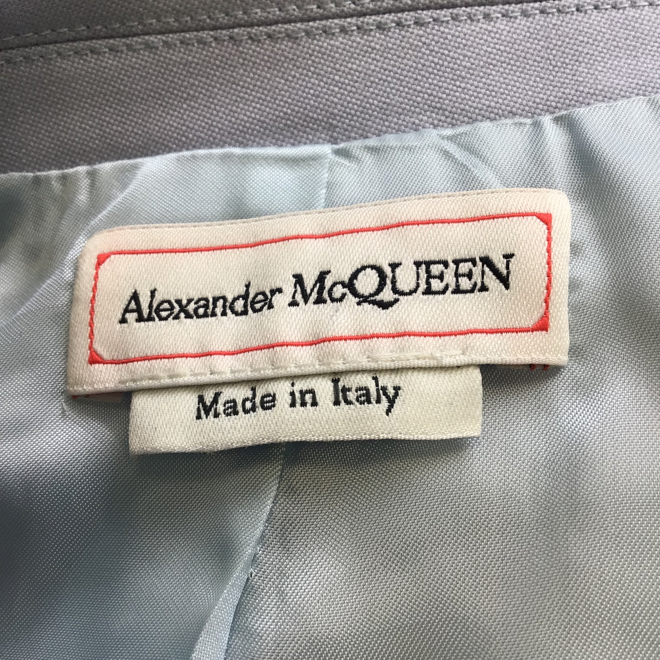 Alexander McQueen Light Blue 2022 Cropped Wool Blazer
