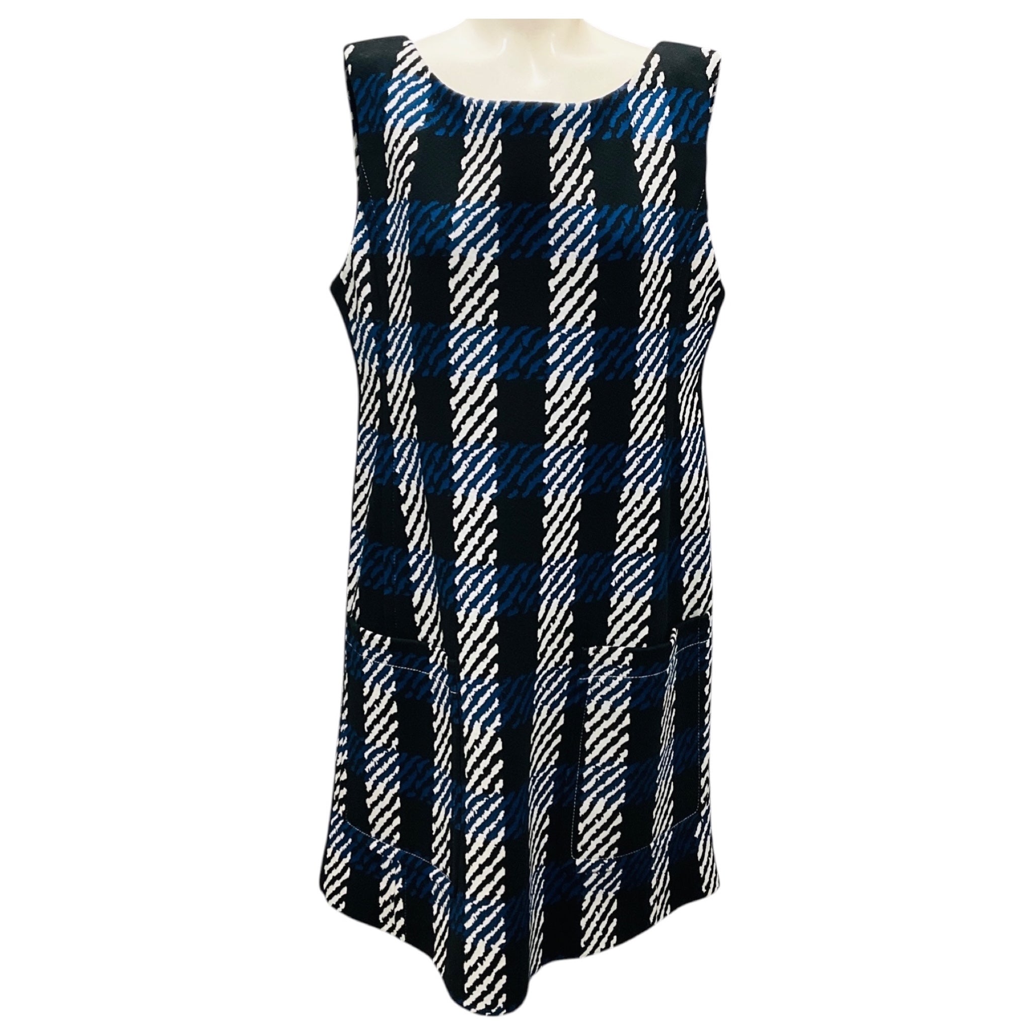 Marni Black / White / Blue Plaid Knee Length Dress