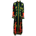 Load image into Gallery viewer, Elie Saab Black / Yellow / Red / Green Multi Leaf Print Silk Maxi Dress
