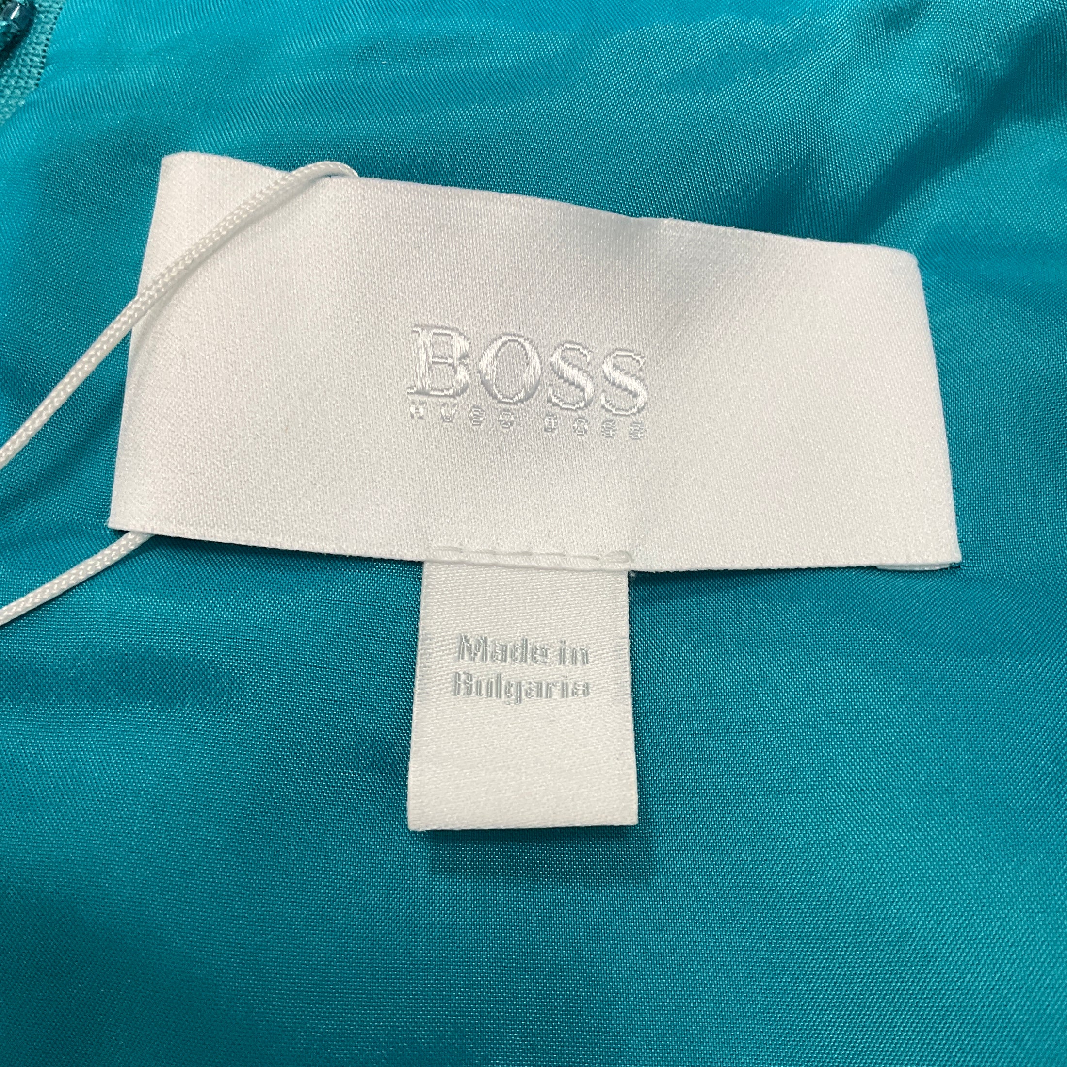 Hugo Boss Teal Dayami Wool Sleeveless Pencil Midi Dress