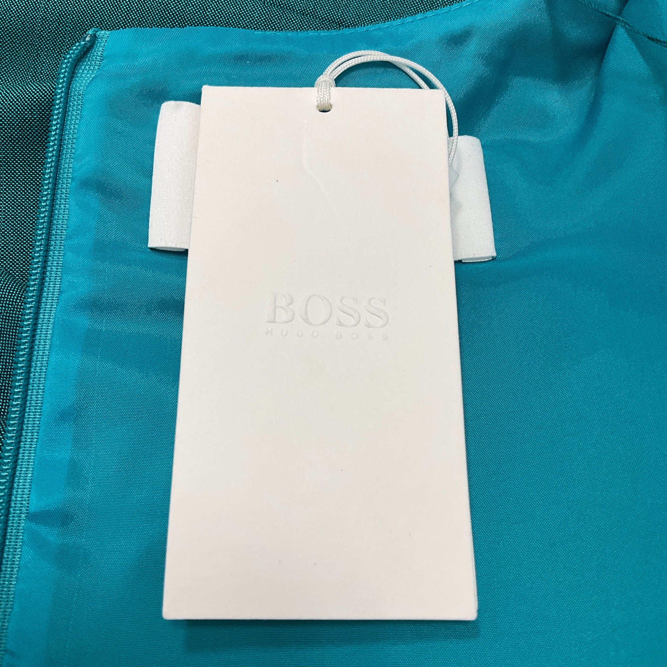 Hugo Boss Teal Dayami Wool Sleeveless Pencil Midi Dress