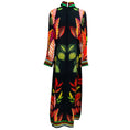 Load image into Gallery viewer, Elie Saab Black / Yellow / Red / Green Multi Leaf Print Silk Maxi Dress

