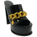 Load image into Gallery viewer, Versace Black Patent Leather Medusa Chain Platform Mules

