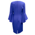 Load image into Gallery viewer, Badgley Mischka Blue Ruffled V-Neck Crepe Midi Dress
