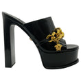 Load image into Gallery viewer, Versace Black Patent Leather Medusa Chain Platform Mules
