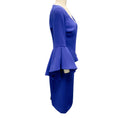 Load image into Gallery viewer, Badgley Mischka Blue Ruffled V-Neck Crepe Midi Dress
