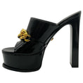 Load image into Gallery viewer, Versace Black Patent Leather Medusa Chain Platform Mules

