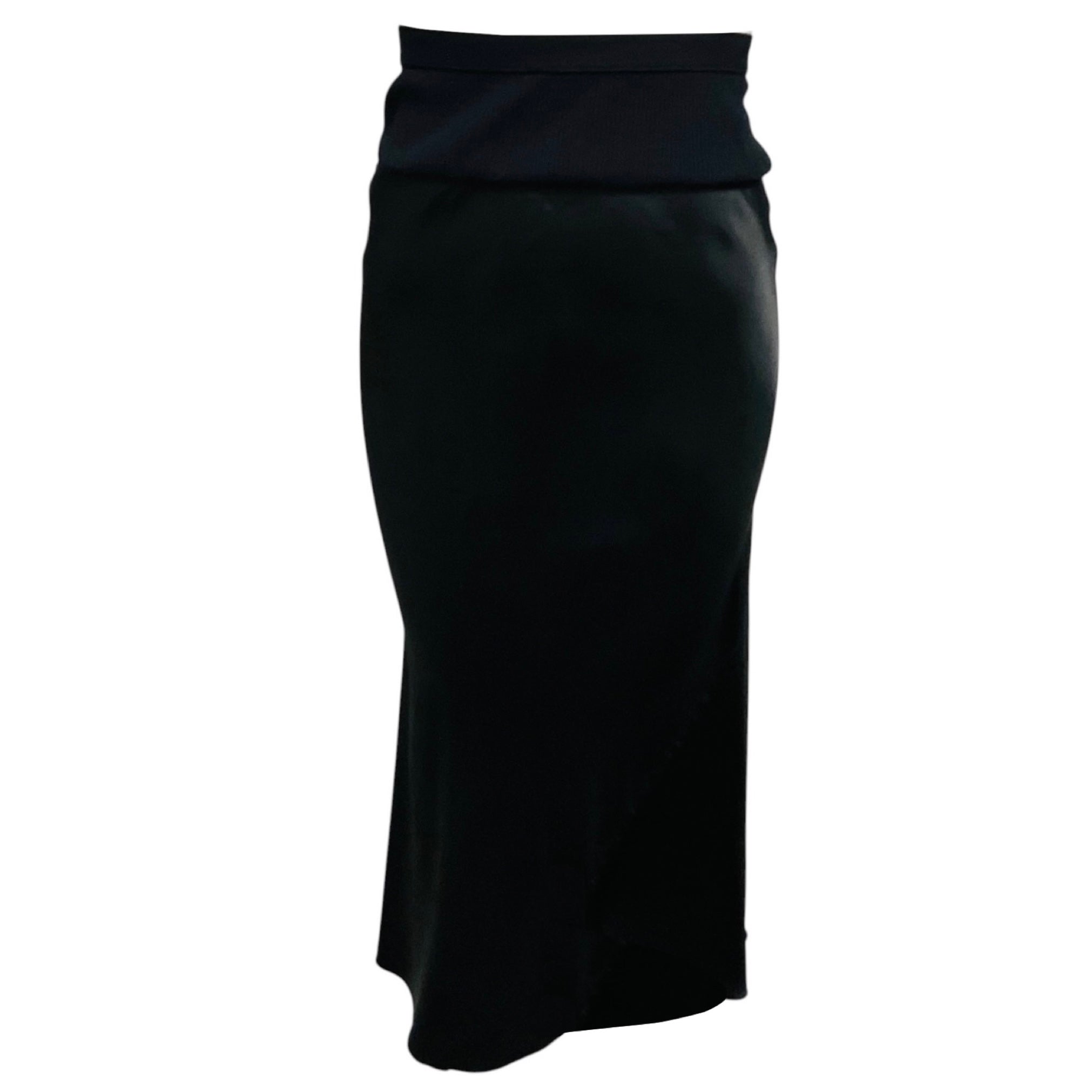 Rick Owens Black Luxor Collection Bias Cut A-Line Skirt with Knit Waistband