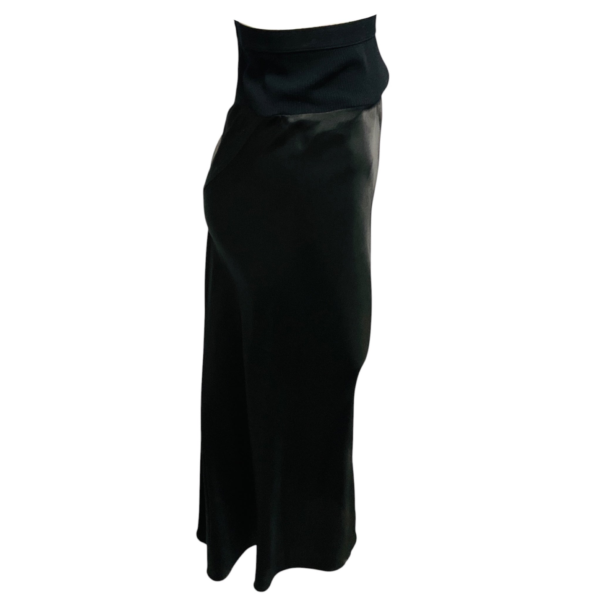 Rick Owens Black Luxor Collection Bias Cut A-Line Skirt with Knit Waistband