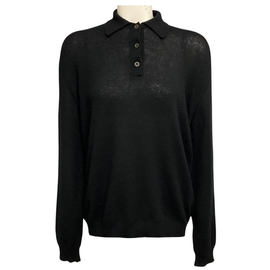 Prada Black Long Sleeved Cashmere Knit Polo Sweater