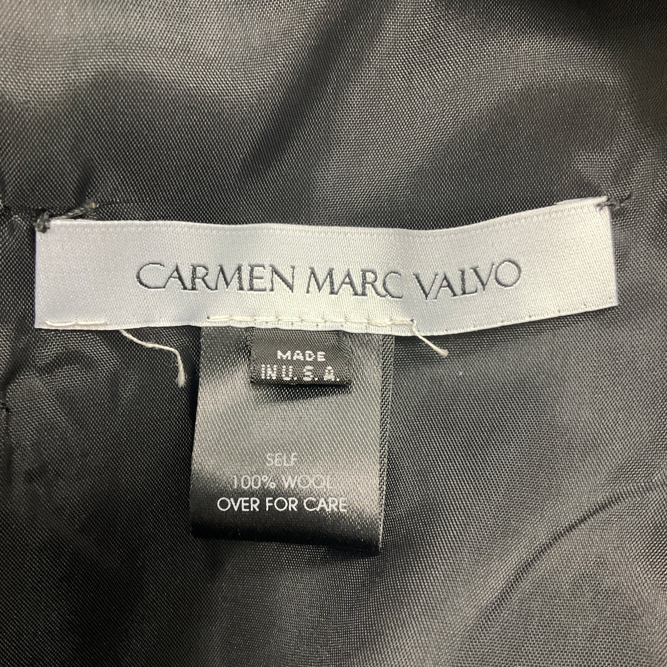 Carmen Marc Valvo Magenta / Black Sleeveless Wool Dress