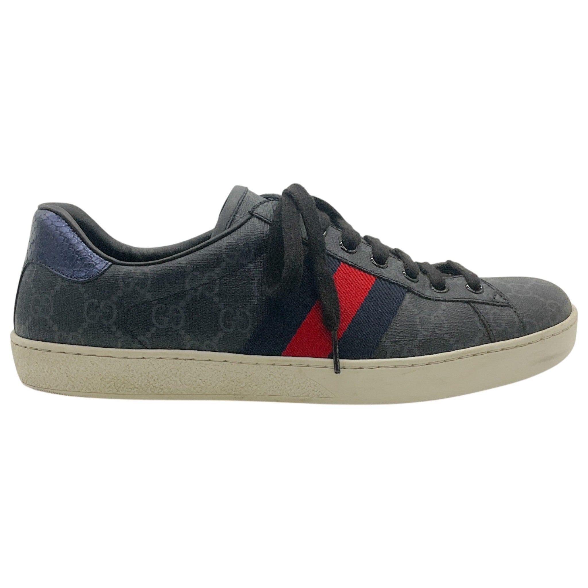 Gucci Men's Black Mono Ace GG Supreme Sneakers