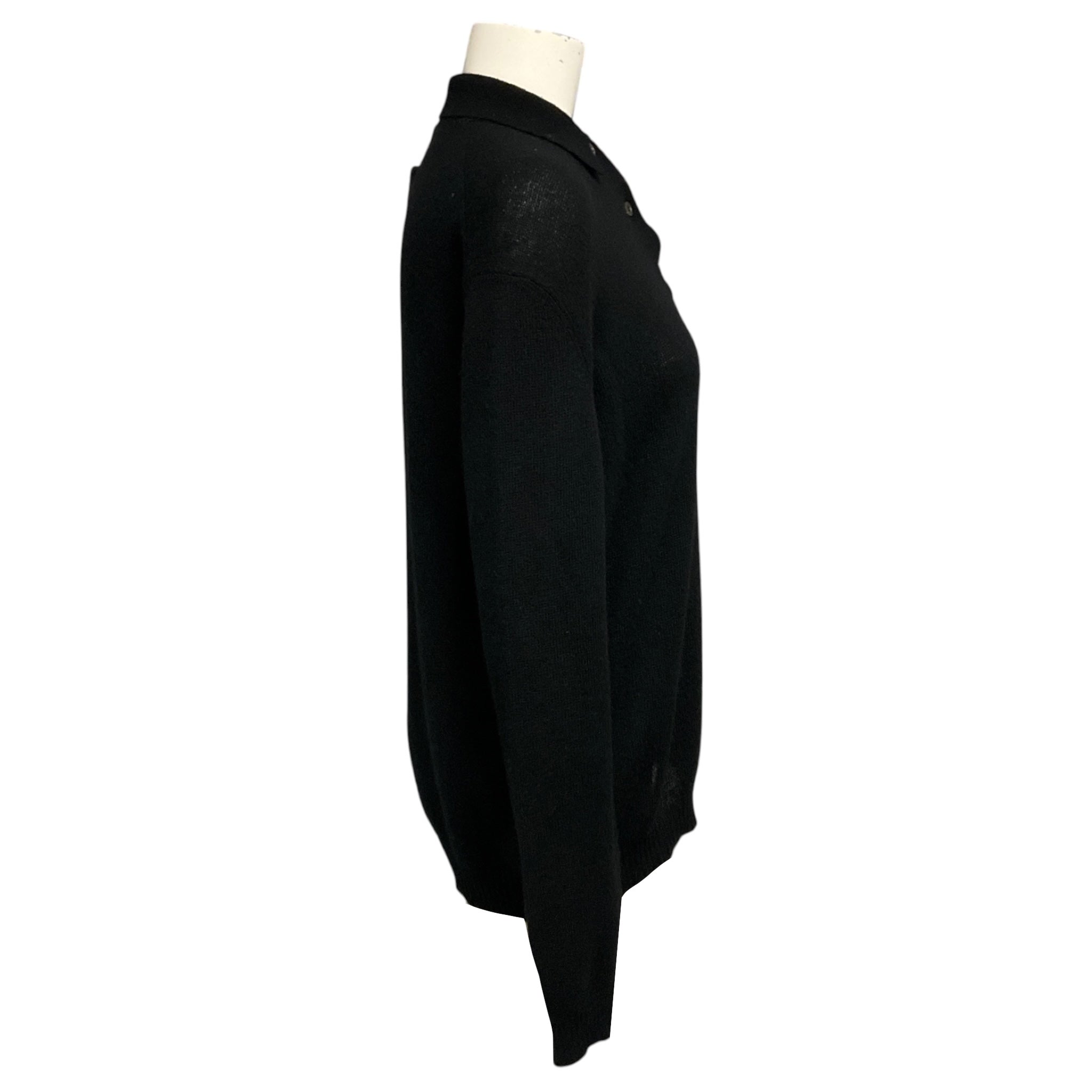 Prada Black Long Sleeved Cashmere Knit Polo Sweater