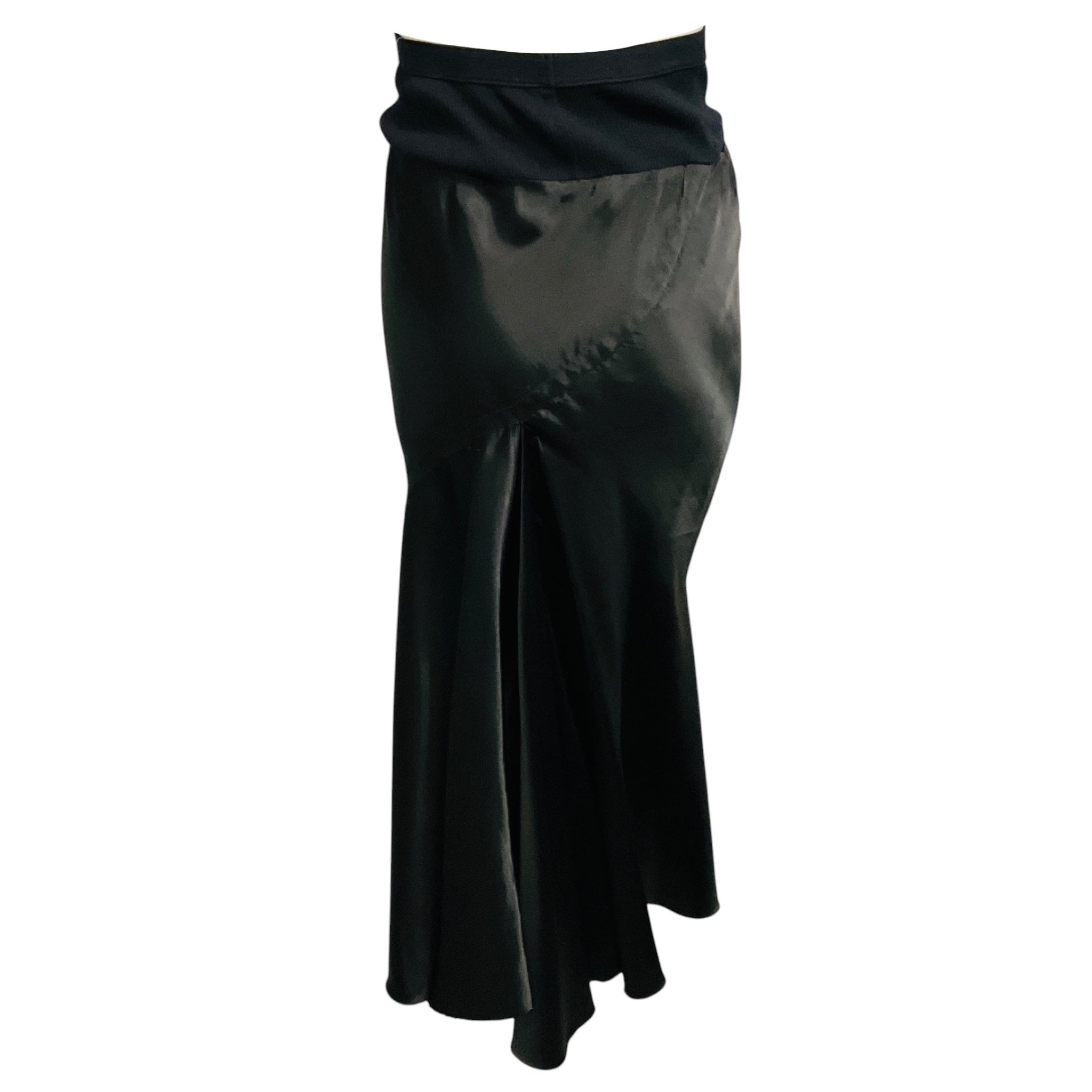Rick Owens Black Luxor Collection Bias Cut A-Line Skirt with Knit Waistband