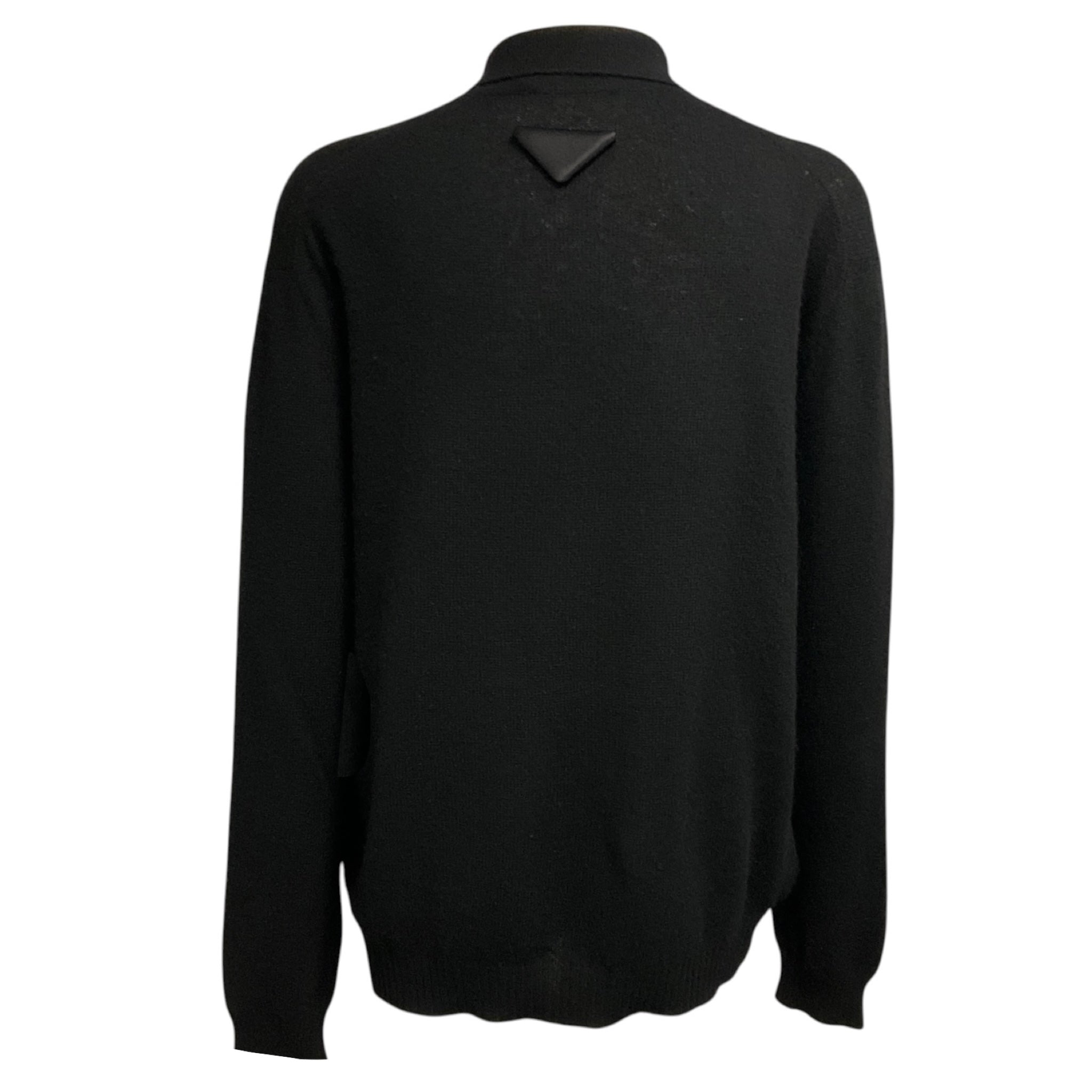 Prada Black Long Sleeved Cashmere Knit Polo Sweater