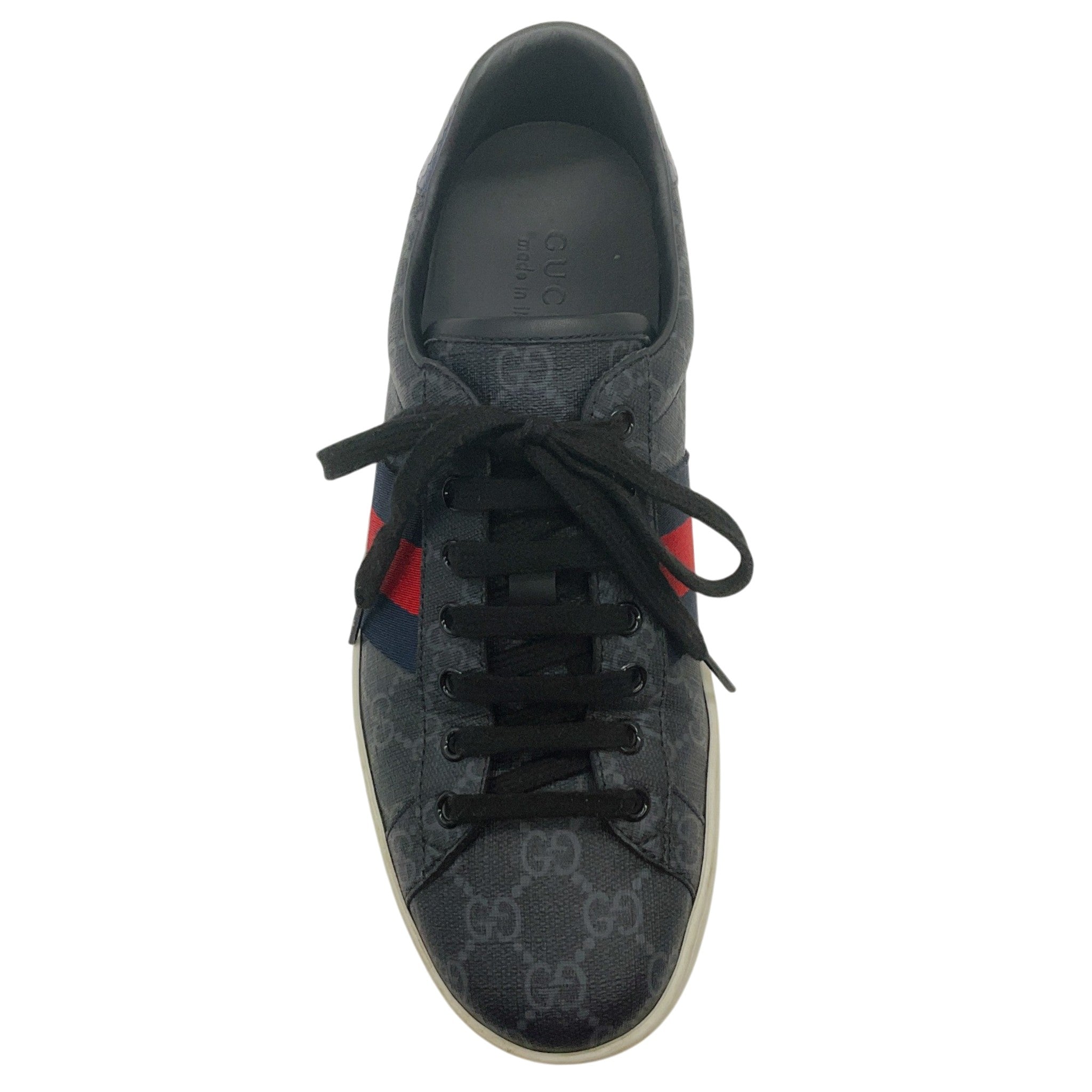 Gucci Men's Black Mono Ace GG Supreme Sneakers