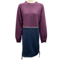 Load image into Gallery viewer, Cedric Charlier Purple / Navy Blue Zipper Detail Two-Tone Cotton Sweatshirt Dress
