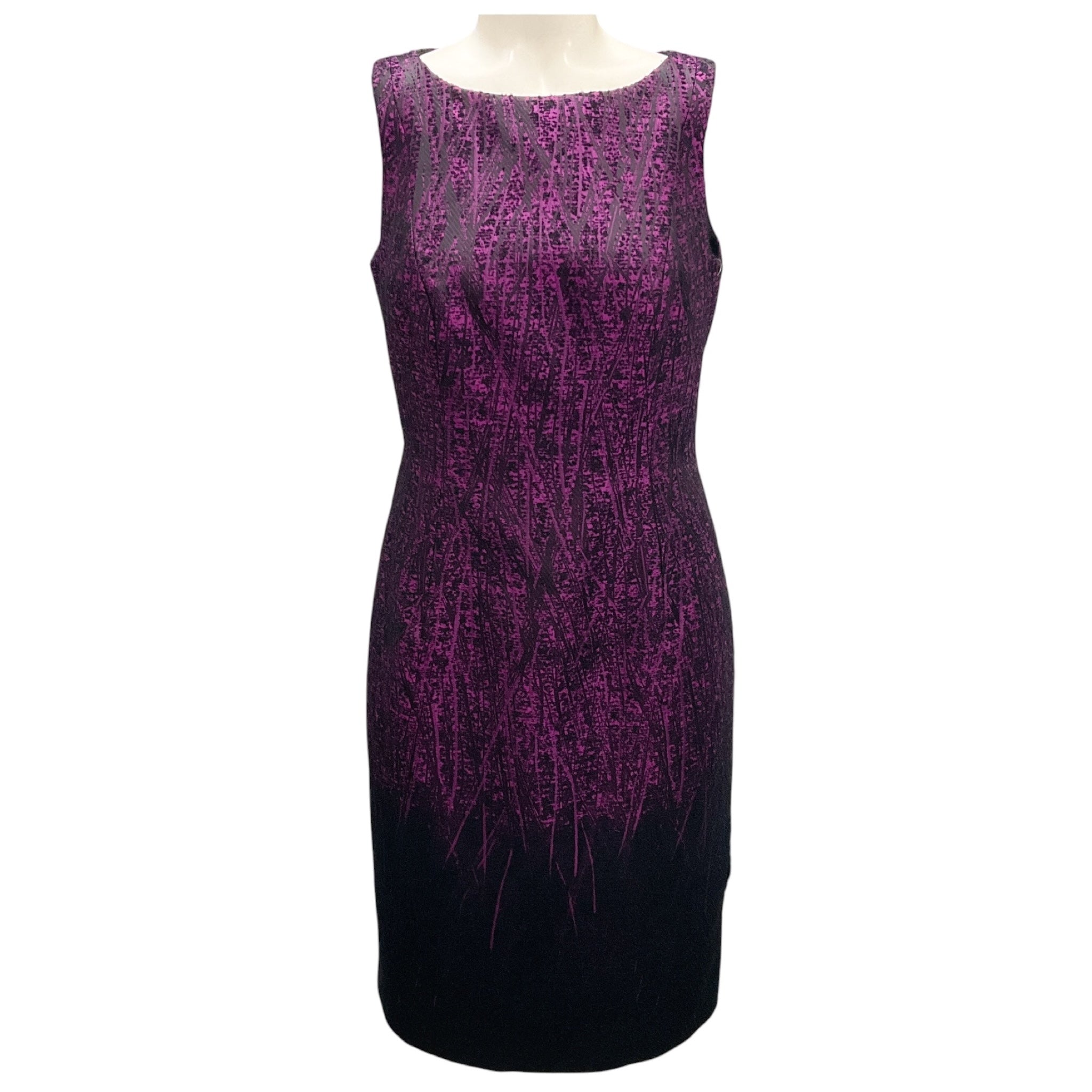 Carmen Marc Valvo Magenta / Black Sleeveless Wool Dress